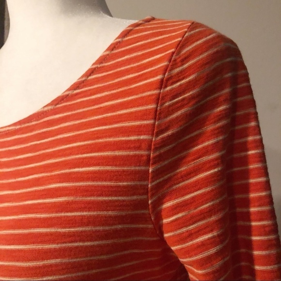 J Crew tangerine orange and white striped top - Picture 5 of 11